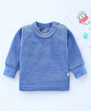 Mom's pet Full Sleeves Ribbed Thermal Top - Blue