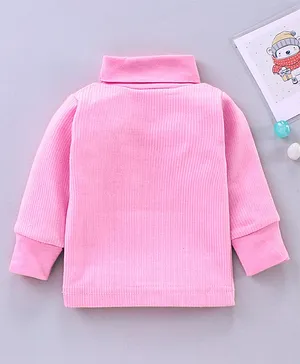 Mom's pet High Neck Full Sleeves Solid Thermal Tee - Pink