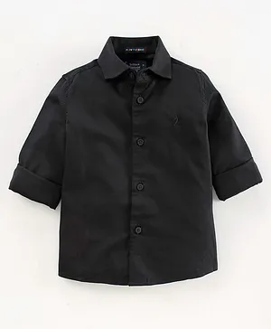 Indian Terrain Full Sleeves Solid Shirt - Black
