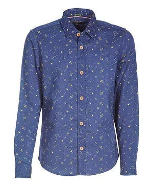 Indian Terrain Full Sleeves Rocket Print Shirt - Blue