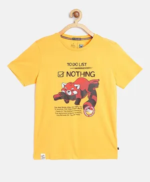 Indian Terrain Half Sleeves Tee Rangoon Print - Yellow
