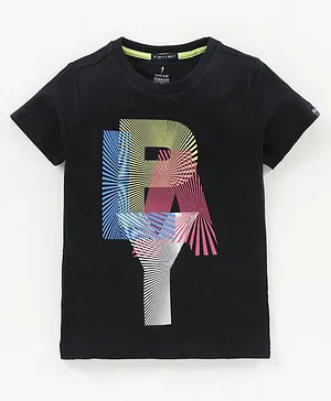 Indian Terrain Half Sleeves Text Print - Black