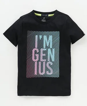 Indian Terrain Half Sleeves Text Print - Black