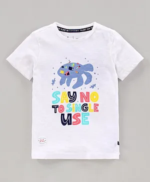 Indian Terrain Half Sleeves Text Print - White