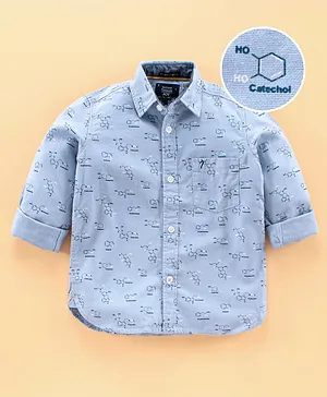 Indian Terrain Full Sleeves Shirt Chemistry Print - Blue