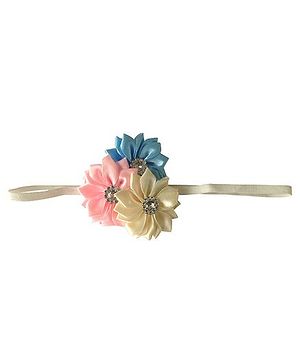 Akinos Kids Satin Flower Headband - Blue & White