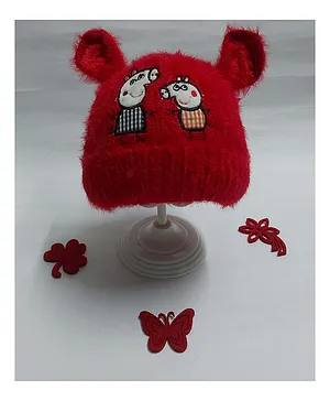 Jujubes Woollen Cap with Ears Red - Diameter 14 cm