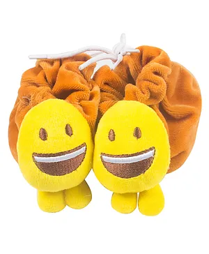 Ole Baby Tie Knot Velvet Sock Shoes Emoji Applique - Orange