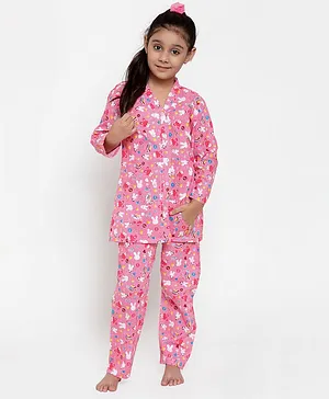 KYDZI Bunny Printed Full Sleeves Night Suit - Pink
