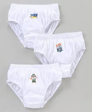 Red Rose Cotton Briefs Hot Wheels Print Pack of 3 - White