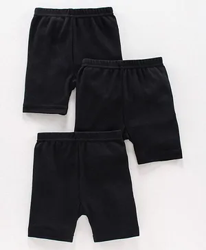 Red Rose Cotton Cycling Shorts Solid Pack of 3 - Black