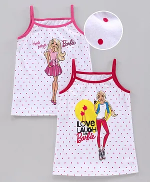 Red Rose Sleeveless Slips Barbie Print Pack of 2 - (Color May Vary)