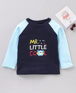 Imoogi Full Sleeves T-Shirt Text Print - Blue