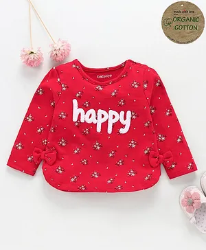 Babyoye Full Sleeves Tee Floral Print - Red