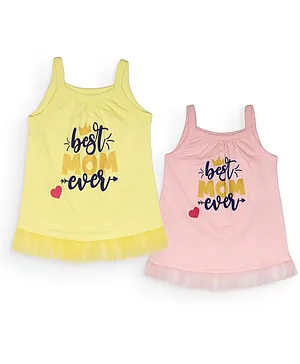 Little Carrot Best Mom Ever Print Sleeveless Pack Of 2 Tops - Yellow & Pink