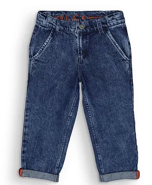 Little Carrot Full Length Straight Fit Turn Up Denim Jeans - Dark Indigo