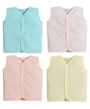 Little Angels Pack Of 3 Sleeveless Solid Vests - Multi Color