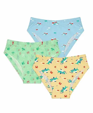 SuperBottoms Briefs Marine Life Print Pack of 3 - Blue Green Yellow