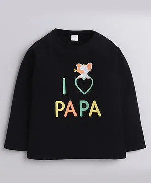 Polka Tots Full Sleeves I Love Papa Printed Tee - Black