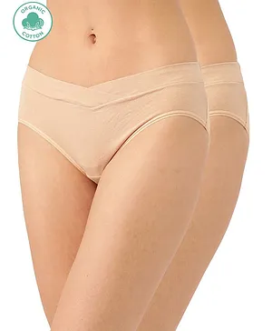 Inner Sense Organic Cotton Antimicrobial V Band Panties - Beige