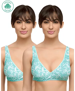 Inner Sense Organic Antimicrobial Sleeping Feeding Lace Bra Pack Of 2 - Blue