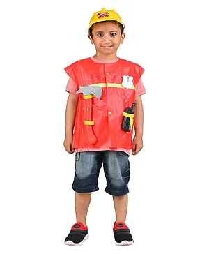 BookMyCostume Full Sleeves Fireman Fire Fighter Community - Red