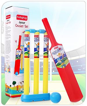 Babyhug Junior Cricket Set - Red & Yellow | Lightweight & Durable | Perfect Outdoor Play & Sports Training | Enhance Team Play & Coordination | BIS Certified