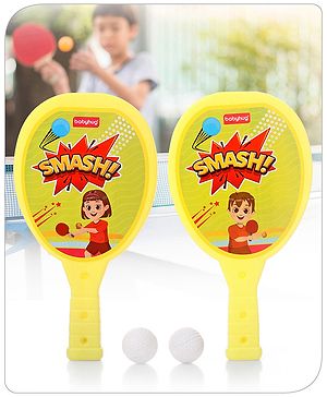 Babyhug Junior Plastic Racket Set - Yellow