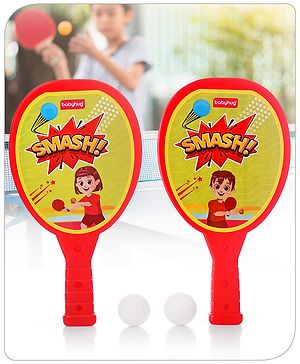 Babyhug Junior Plastic Racket Set - Red | Improves Hand-Eye Coordination & Motor Skills | Lightweight & Easy Grip | Safe for Active Play | BIS Certified