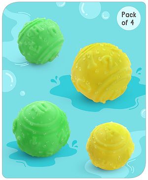 Babyhug Bath In Style Squeezy Toy Set Balls Pack of 4 - Green Yellow
