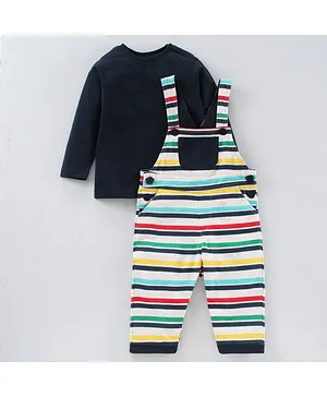 Babyoye Full Sleeves T-Shirt & Dungaree Striped - Mutlicolor