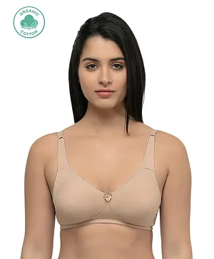 Inner Sense Organic Cotton Antimicrobial Seamless Side Support Bra - Beige