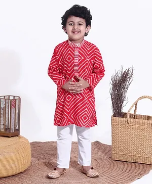 Exclusive from Jaipur Full Sleeves Kurta and Pyjama - Red