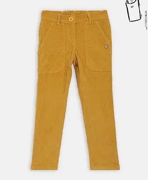 Blue Giraffe Solid Full Length Trousers - Mustard