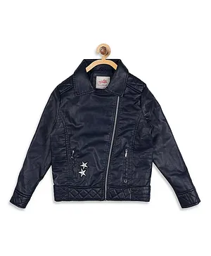 Blue Giraffe Full Sleeves Star Patch Jacket - Navy Blue