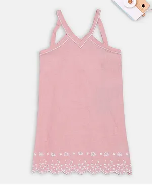 Elle Kids Sleeveless Embroidered Dress - Pink