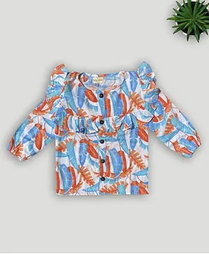 Little Labs Full Sleeves Feather Print Top - Multi Colour
