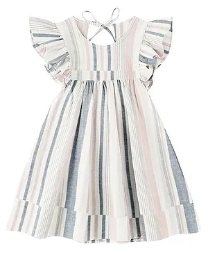 The Baby Atelier 100% Organic Short Sleeves Striped Night Dress - Grey