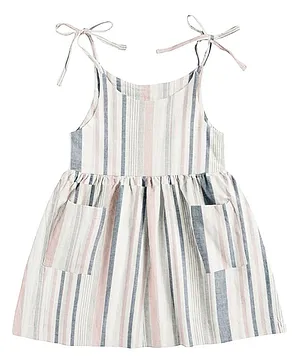 The Baby Atelier 100% Organic Sleeveless Striped Night Dress - Grey
