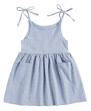 The Baby Atelier 100% Organic Sleeveless Striped Night Dress - Blue