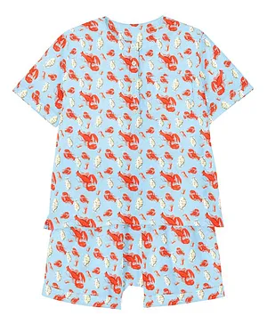 The Baby Atelier 100% Organic Cotton Short Sleeves Scorpion Print Tee With Shorts - Blue