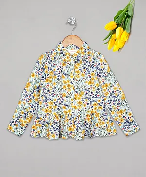 Budding Bees Full Sleeves Floral Print Top - Multi Colour