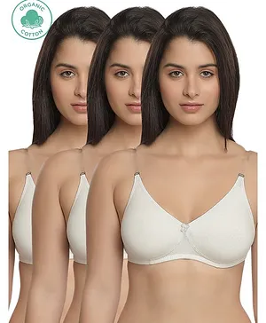 Inner Sense Pack Of 3 Solid Colour Organic Cotton Antimicrobial Backless Non-Padded Seamless Bra - White