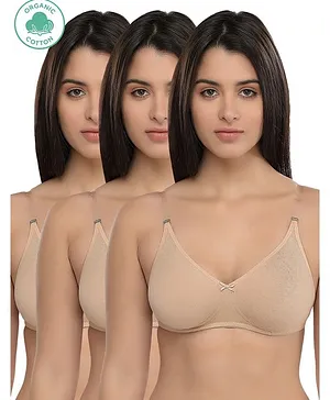 Inner Sense Organic Cotton Antimicrobial Backless Non-Padded Seamless Bra Pack Of 3 - Skin