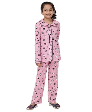 Ninos Dreams  Panda Print Full Sleeves Night Suit - Pink