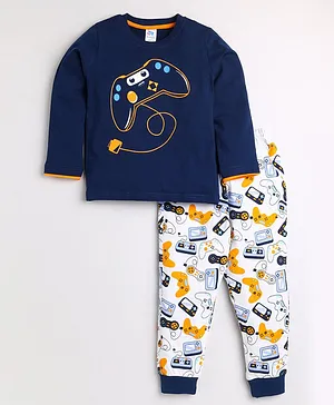 DEAR TO DAD Boys Full Sleeves Remote Game Print Tee & Joggers Set - Black