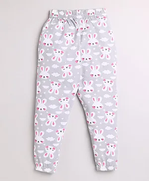 DEAR TO DAD Bunny Print Lounge Pants - Grey