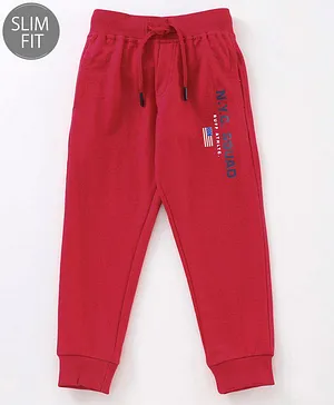 Ruff Full Length Lounge Pant Text Print - Red