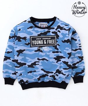 Ruff Full Sleeves Printed Slim Fit Sweatshirt - Blue