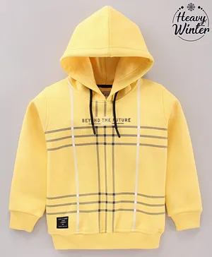 Ruff Full Sleeves Hooded Slim Fit Sweatshirt Stripes - Yellow